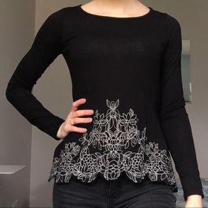 Black embroidery long sleeve